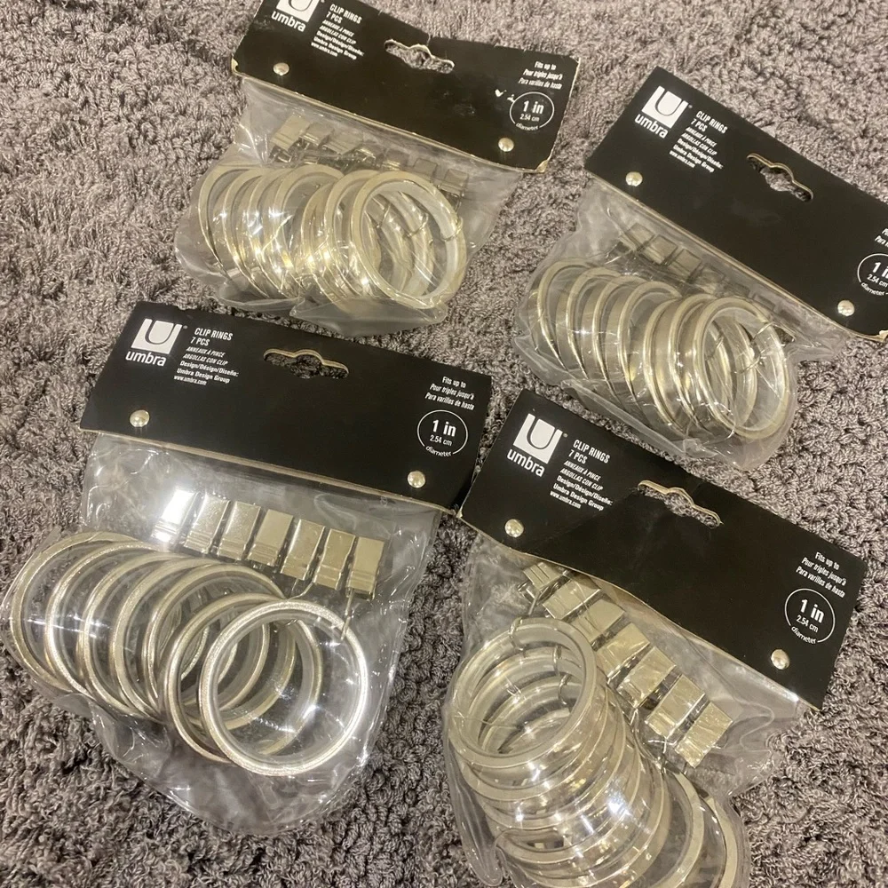 Umbra Polished SilverClip Rings for Curtains - Metal Rings-4 Packages